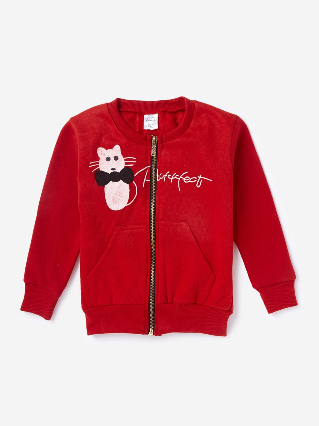 

K&U Girls Red Printed Round Neck Sweatshirt