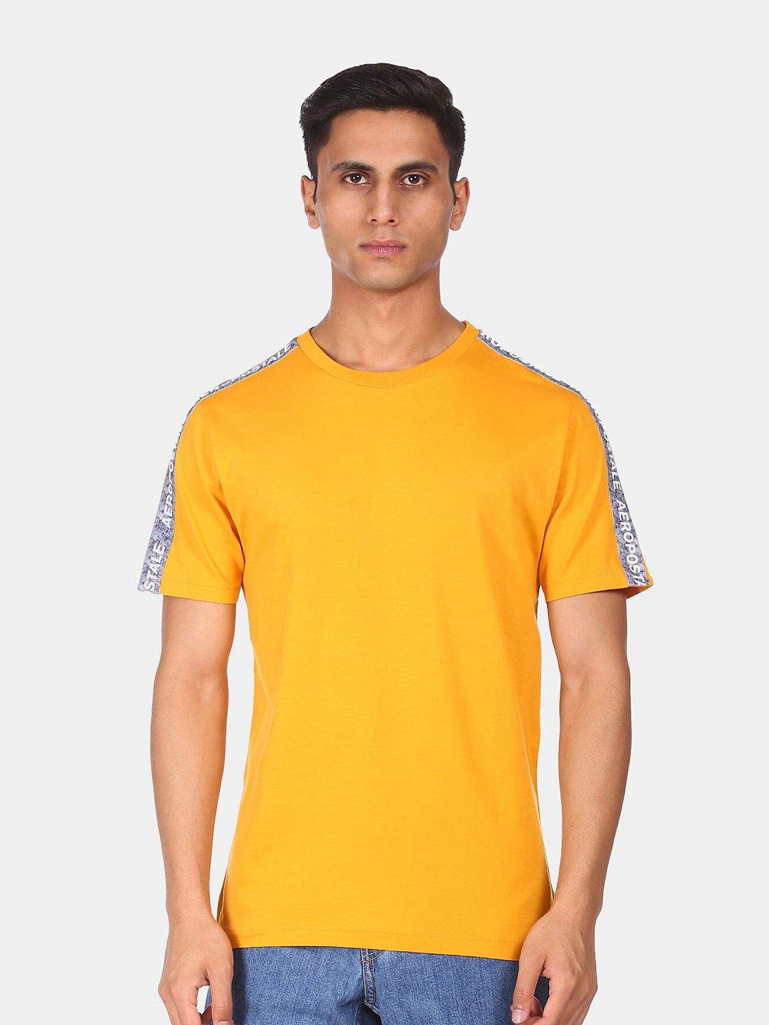 

Aeropostale Men Yellow Pure Cotton T-shirt