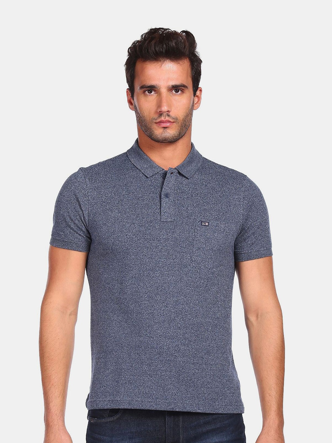 

Arrow Sport Men Blue Polo Collar T-shirt