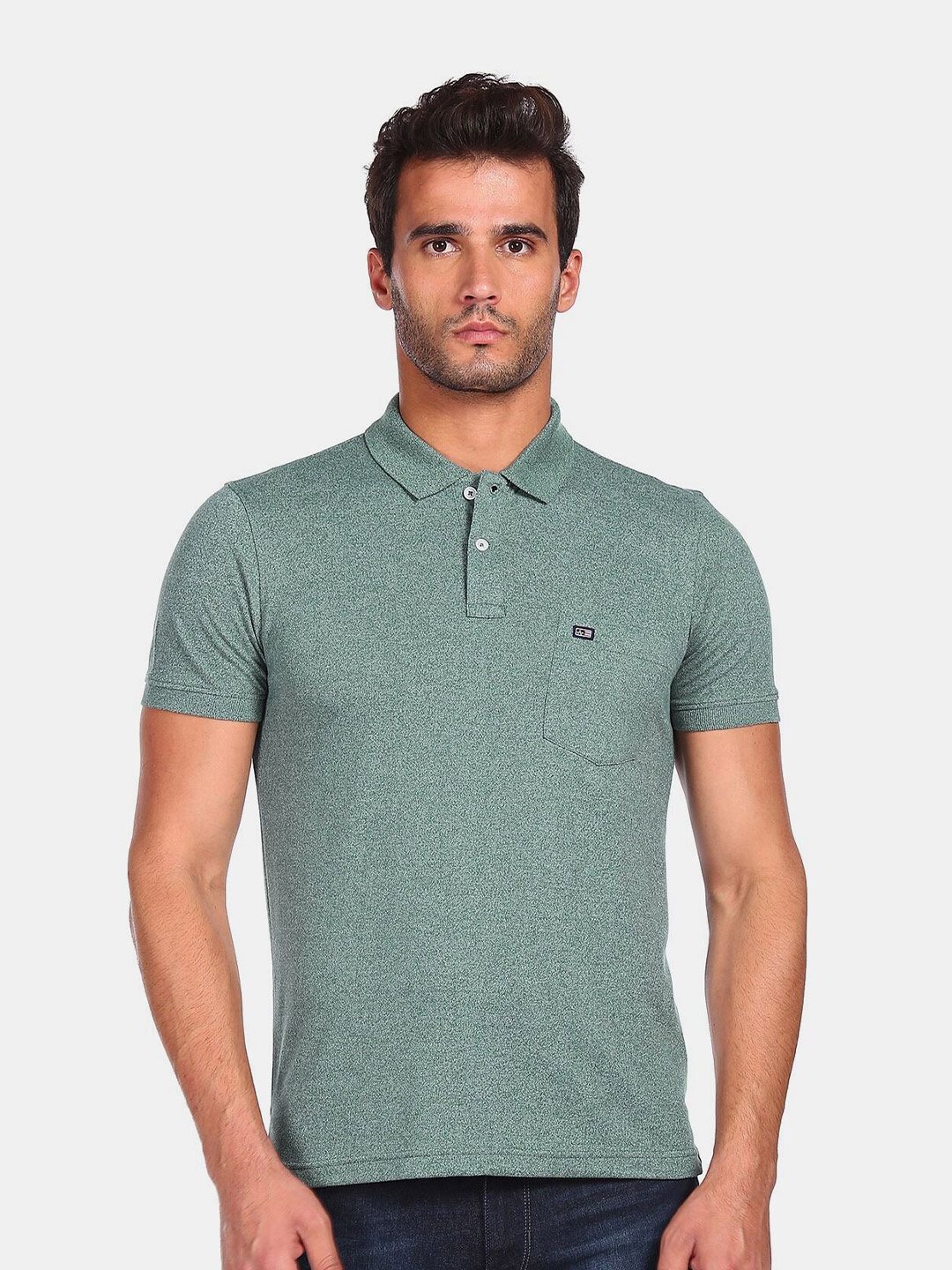 

Arrow Sport Men Green Polo Collar T-shirt