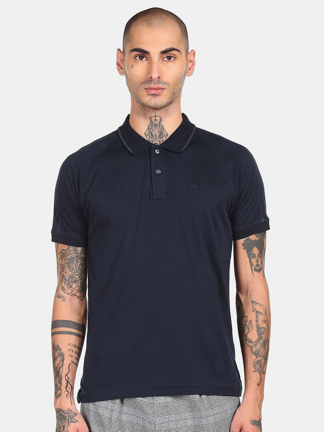 

Arrow Sport Men Navy Blue Cotton Polo Collar T-shirt