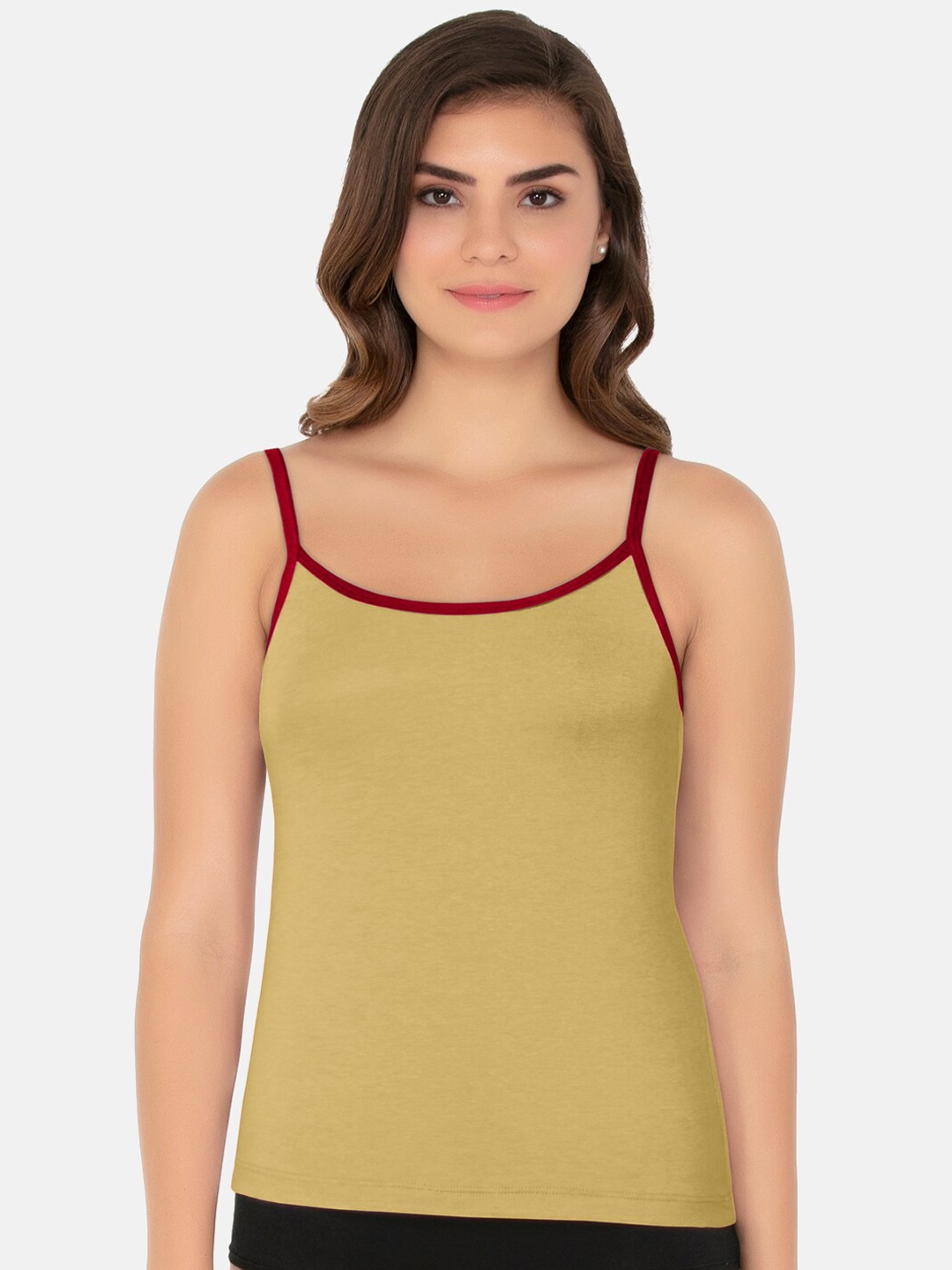 

Amante Women Beige Solid Pure Cotton Camisole