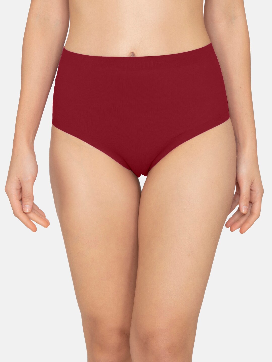 

Amante Women Solid Seamless High Waist Basic Brief - PAN11411, Maroon