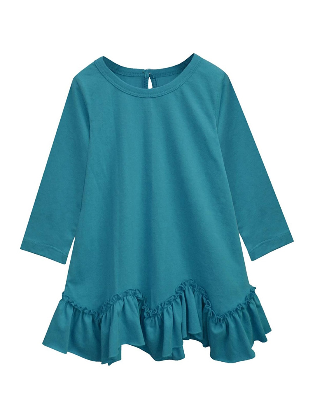 

A T U N Teal A-Line Pure Cotton Dress