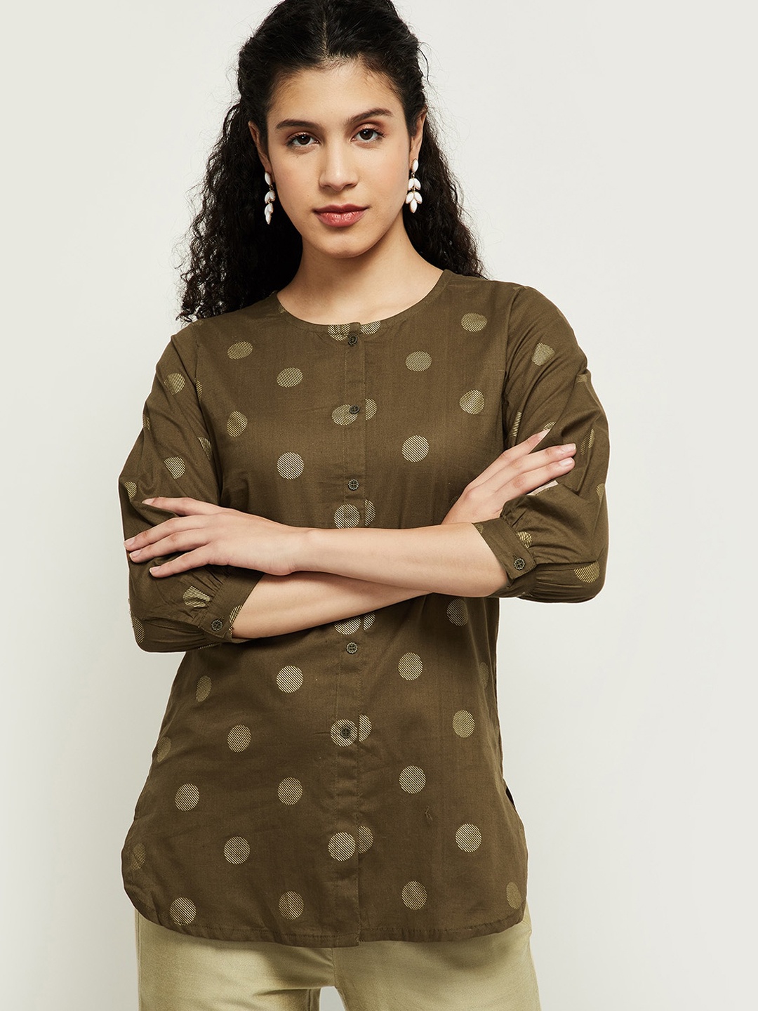 

max Women Brown Flared Sleeves Kurta