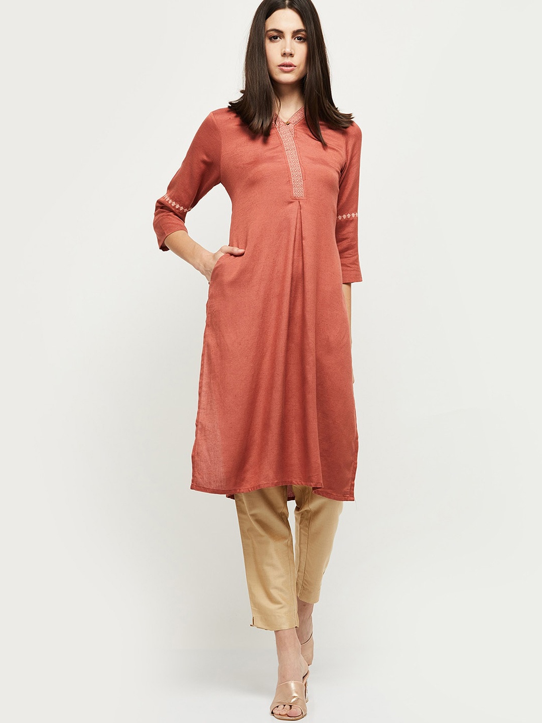 

max Women Brown Kurta
