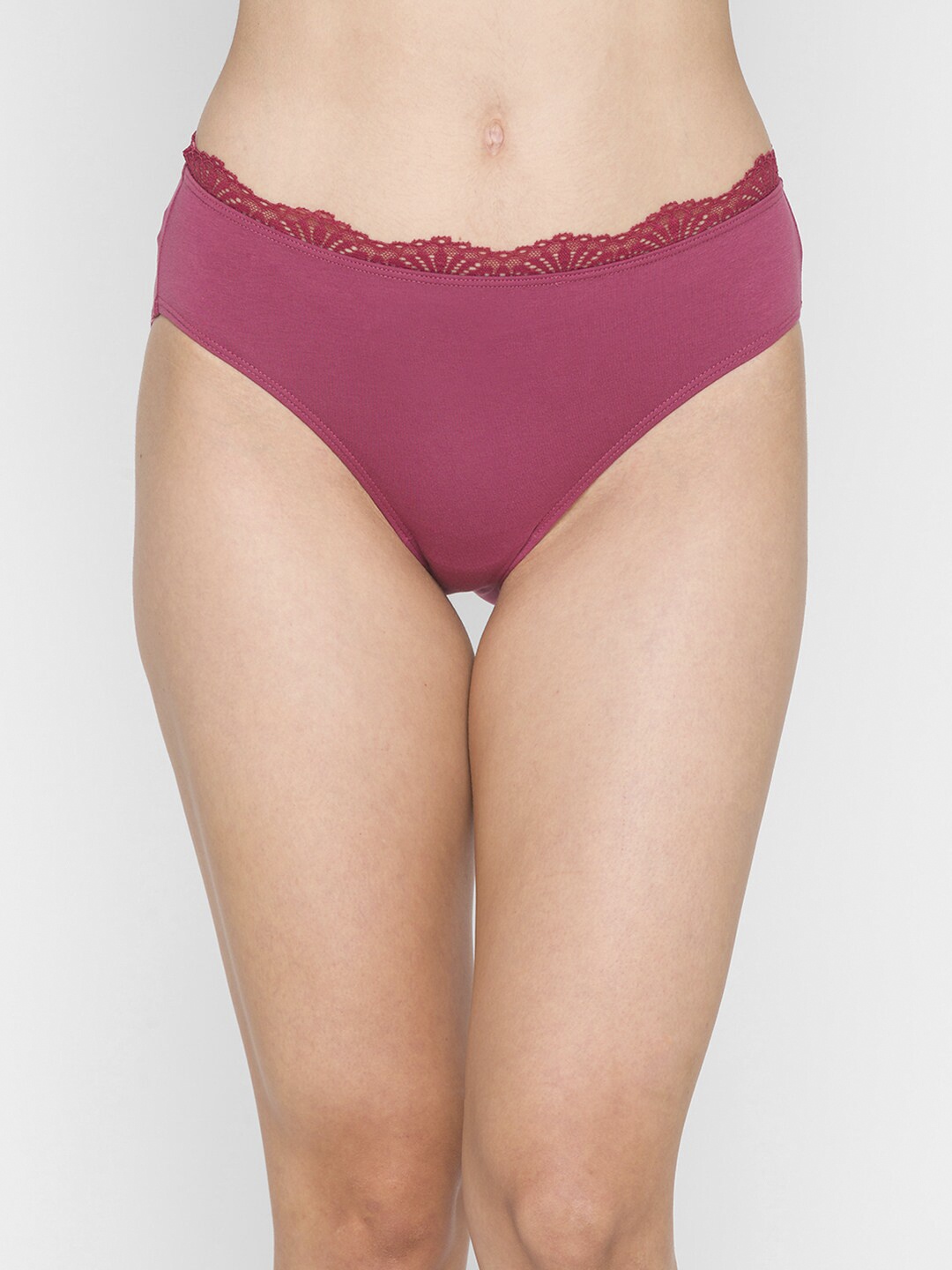 

Candyskin Women Magenta Solid Cotton Lace Hipster Brief - CSFIN01LTWINE