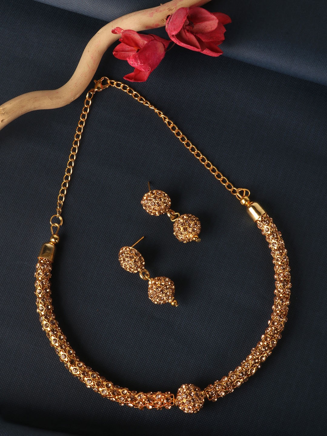 

PENNY JEWELS Gold-Plated Stone-Studded Tribal Jewelry Set