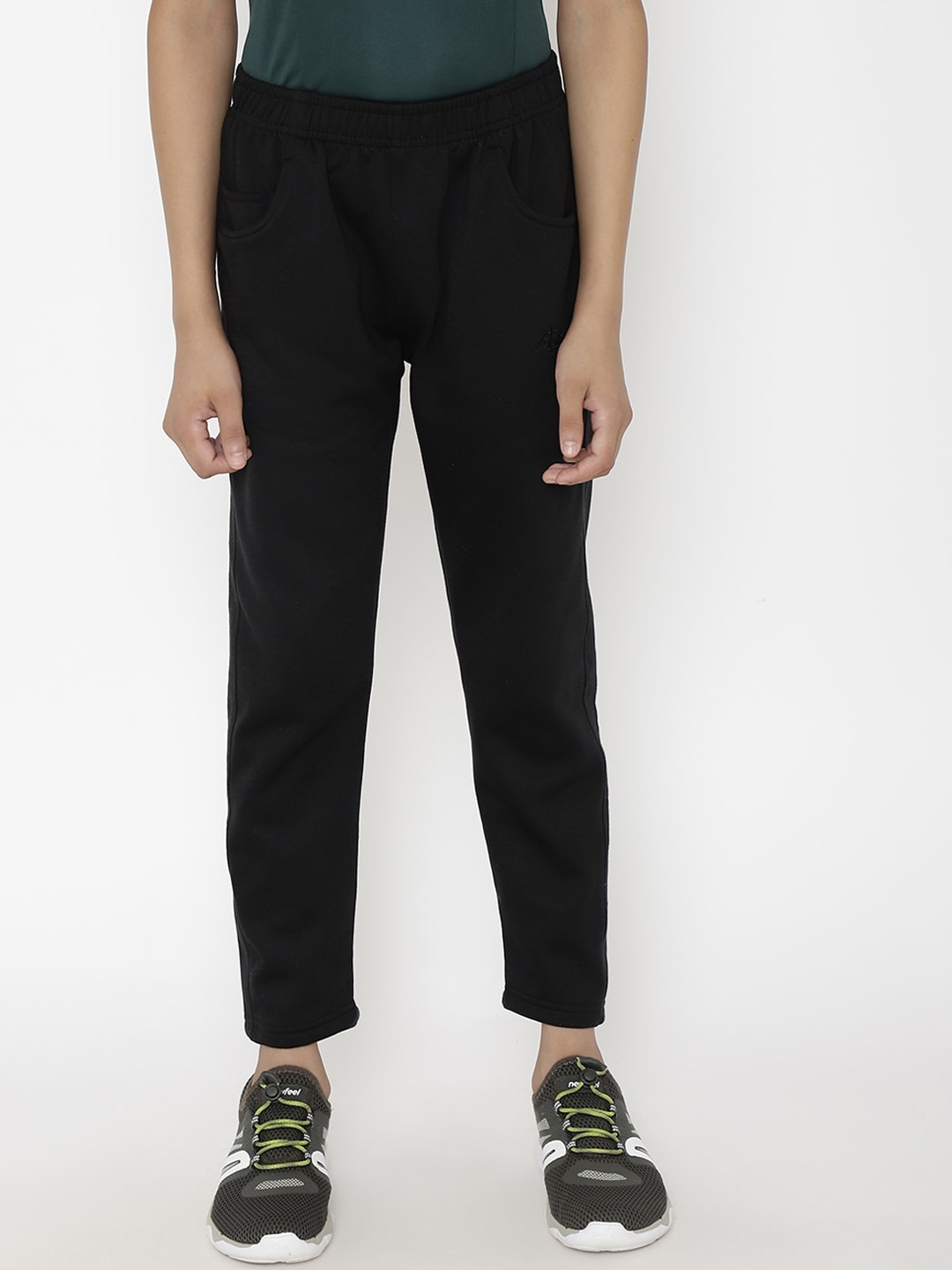 

CHIMPRALA Boys Black Solid Straight Fit Track Pants