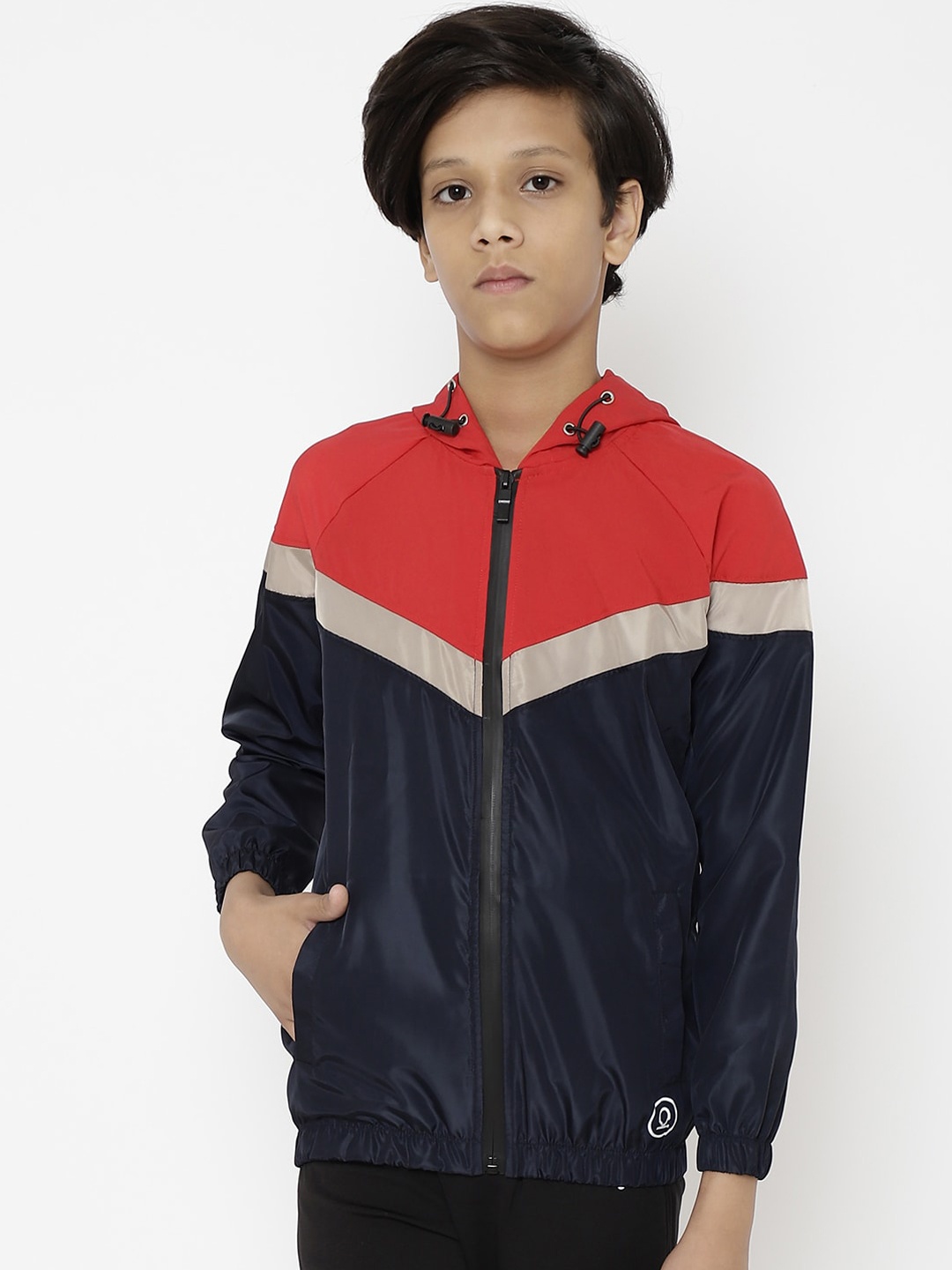 

CHIMPRALA Boys Red Colourblocked Water Resistant Running Bomber Jacket