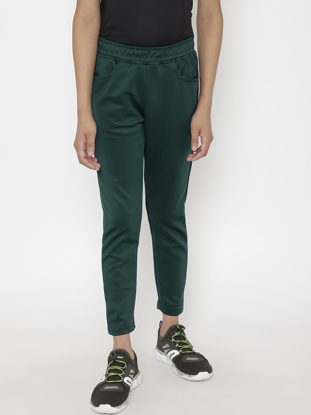 

CHIMPRALA Boys Green Solid Straight-Fit Track Pants