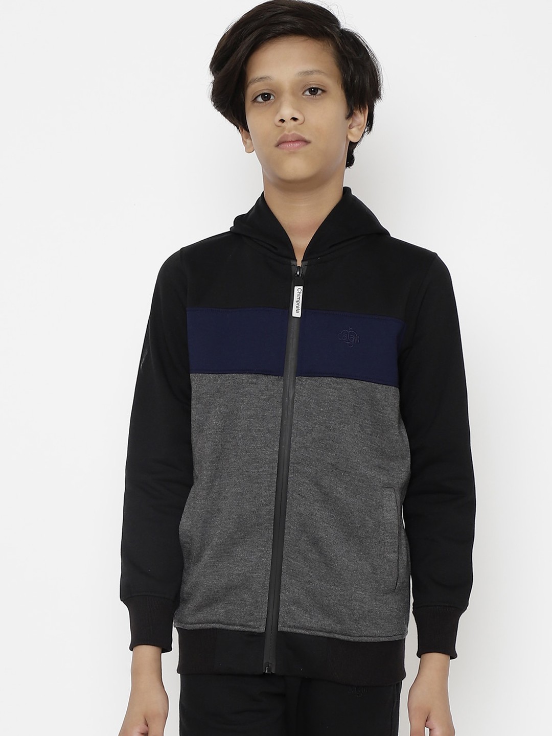 

CHIMPRALA Boys Black Colourblocked Running Sporty Jacket