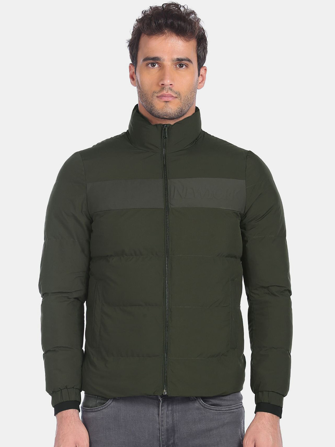 

Arrow New York Men Green Puffer Jacket