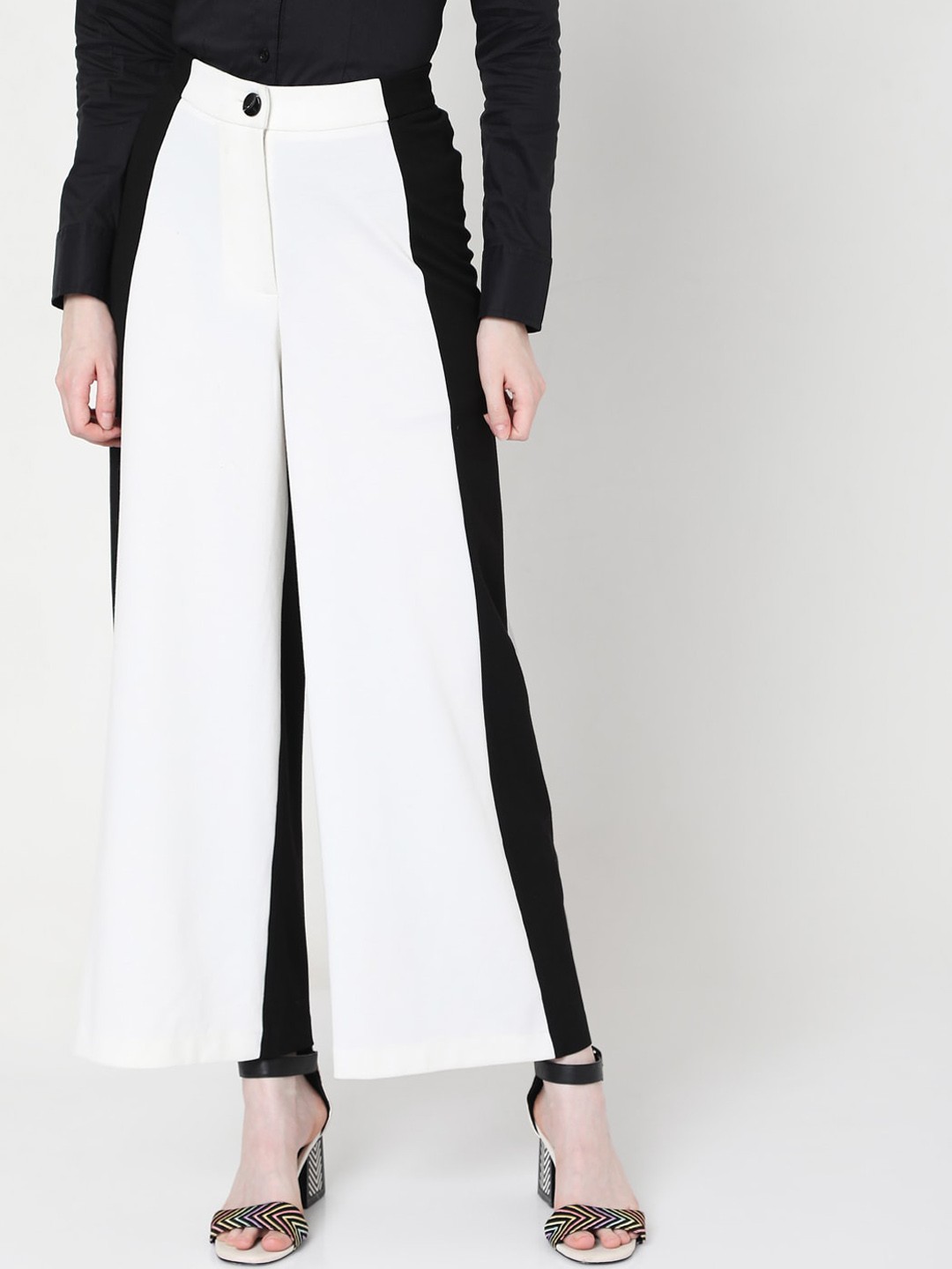 

Vero Moda Women White Flared High-Rise Trousers