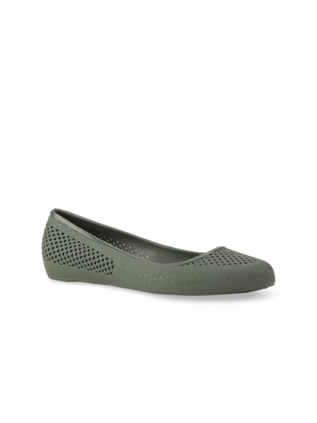 

Sandak by Bata Women Olive Green Ballerinas with Laser Cuts Flats