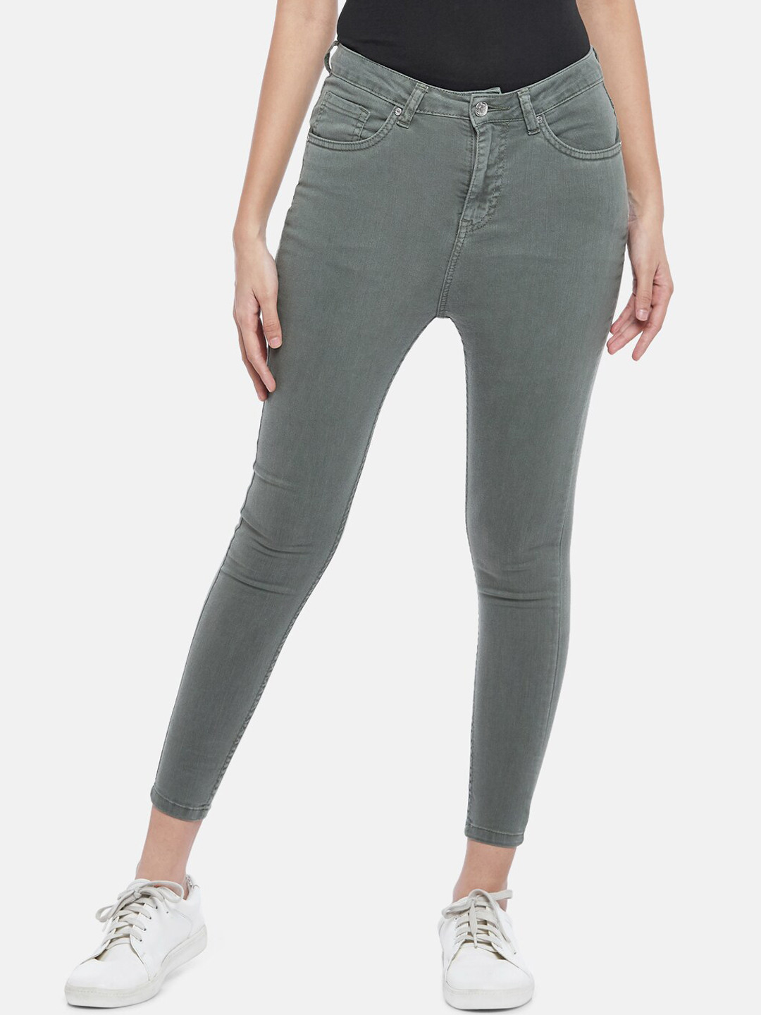 

People Women Olive Green Super Skinny Fit Jeans