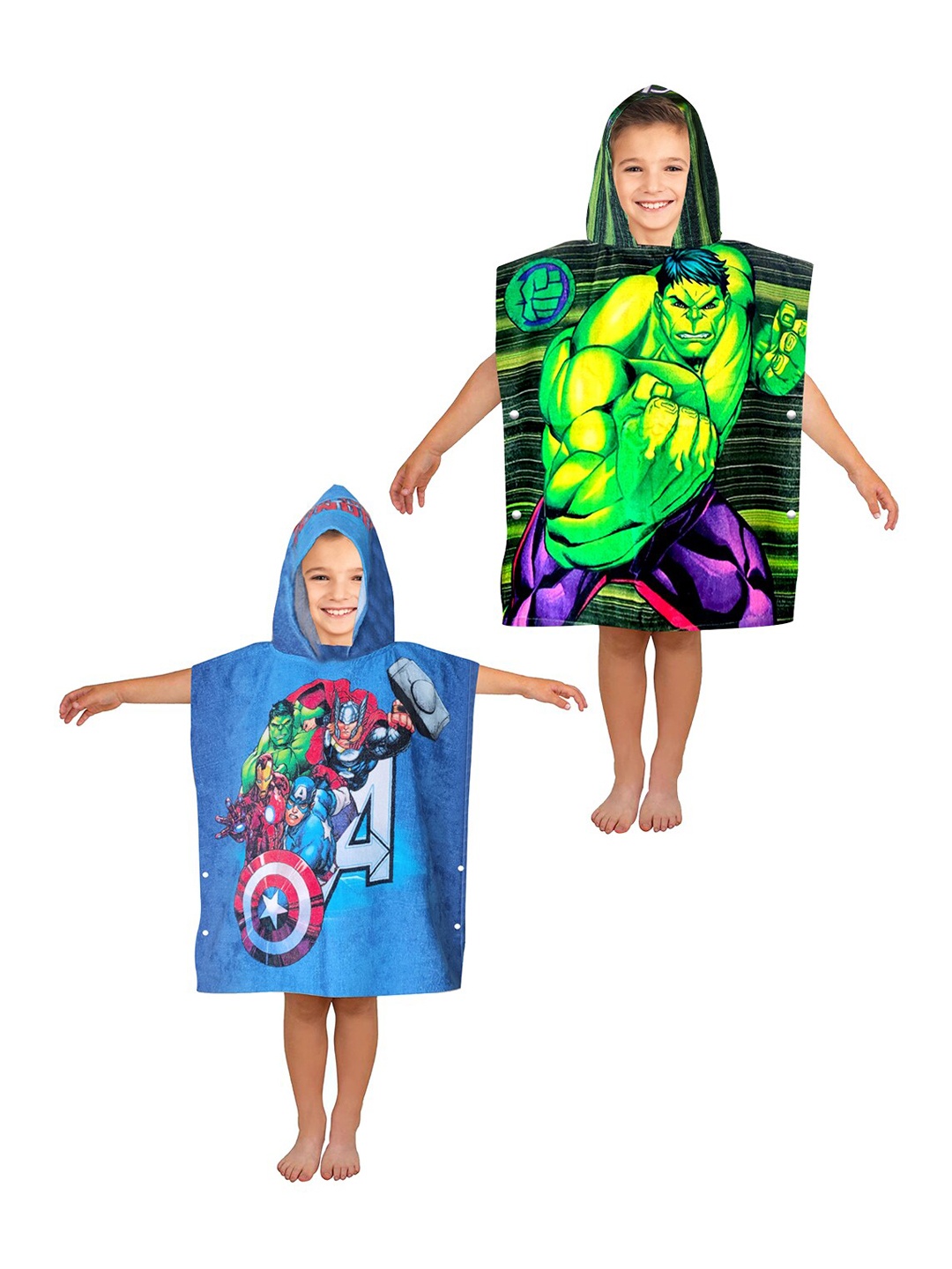 

Marvel Kids Set of 2 Blue & Green Marvel Avengers & Hulk Hooded Bath Towel