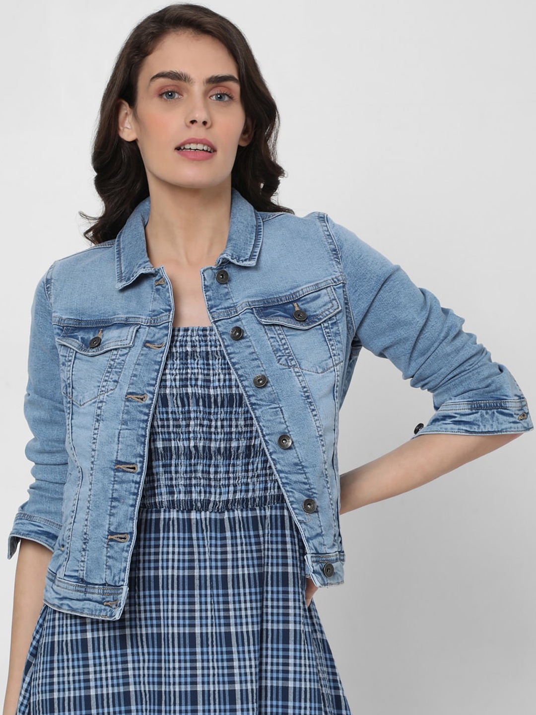 

Vero Moda Women Blue Washed Denim Jacket