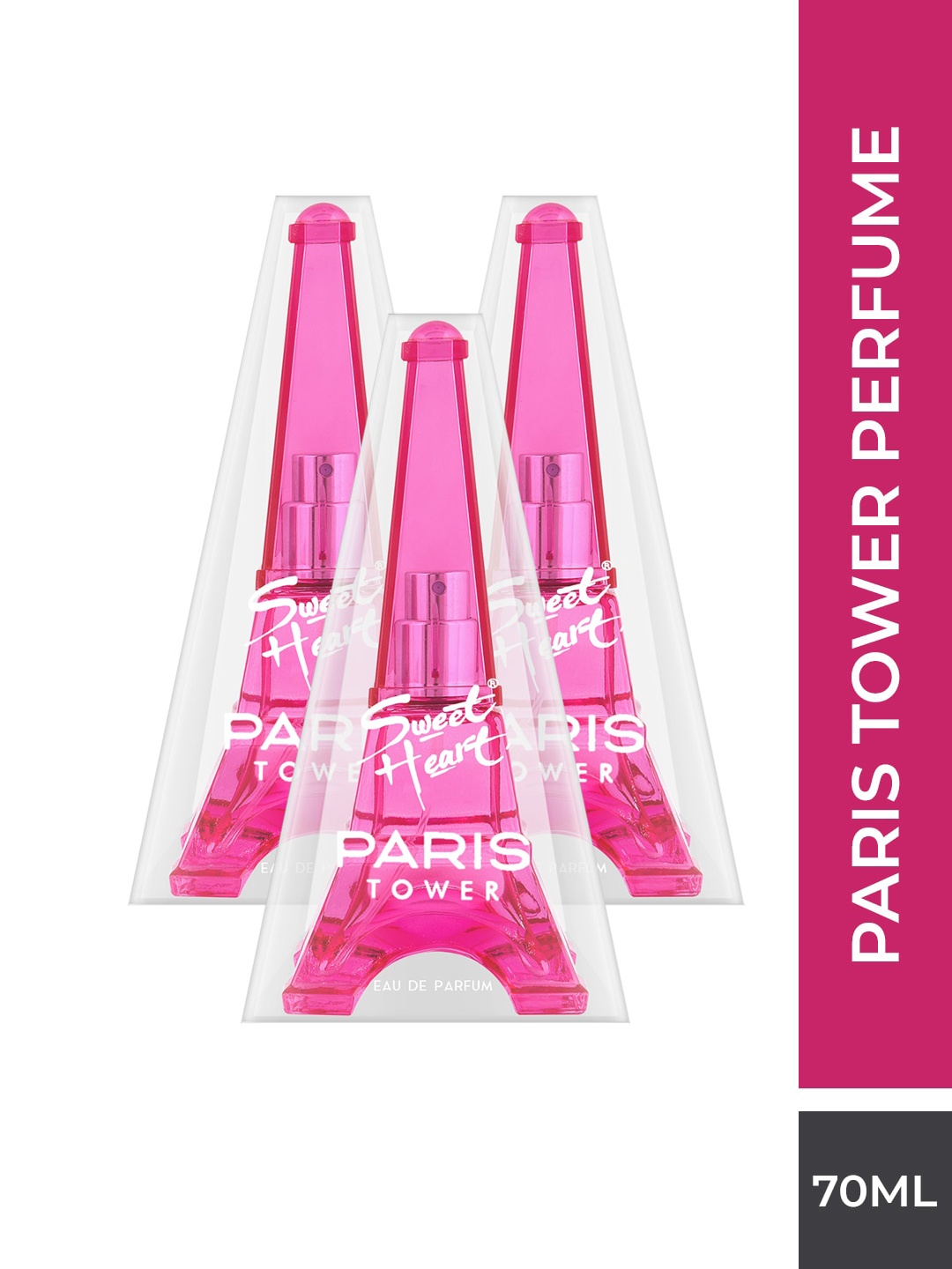 

Sweetheart Set Of 3 Paris Tower Eau De Perfume 70ml each, Pink