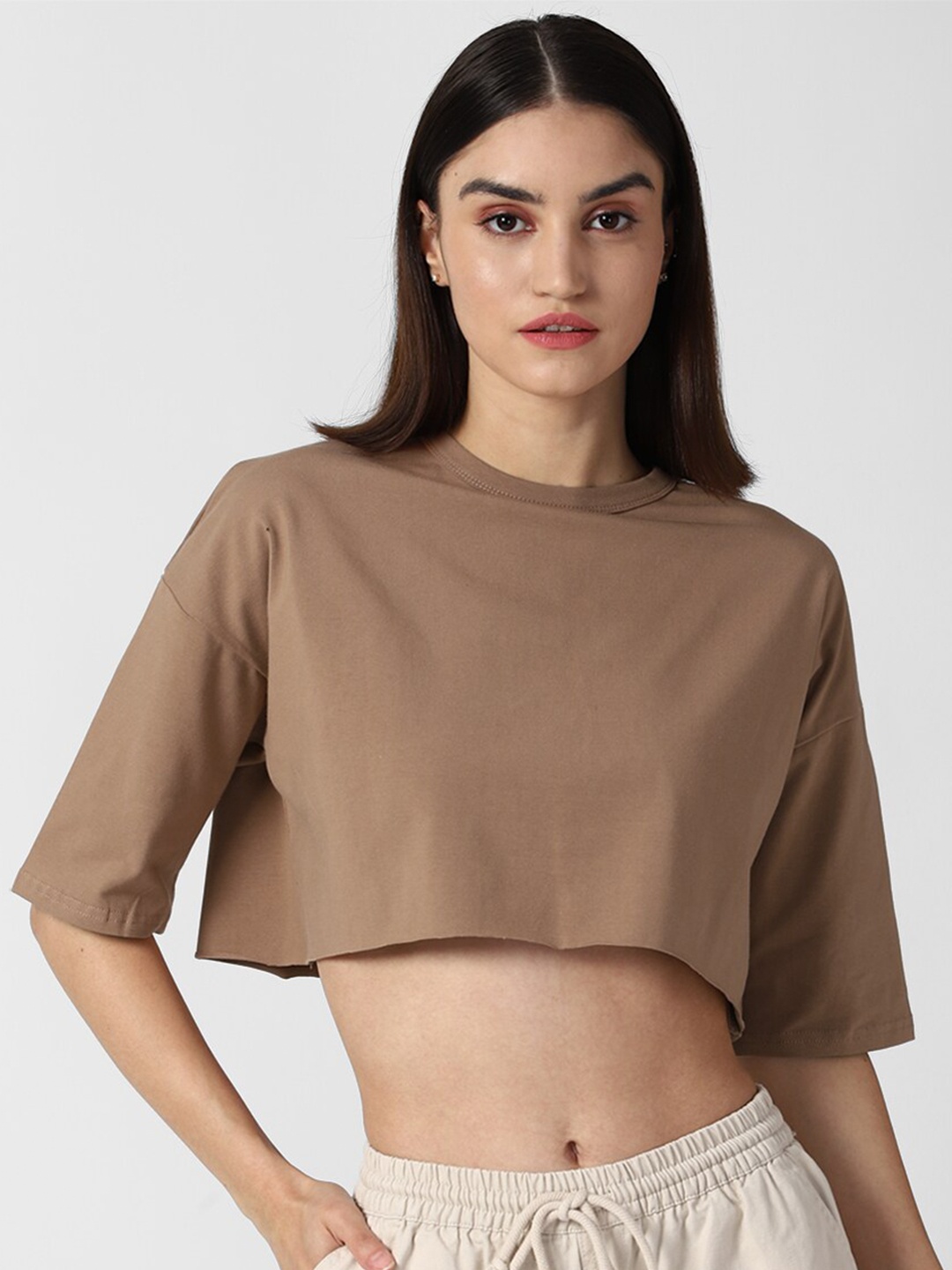 

FOREVER 21 Brown Boxy Crop Top
