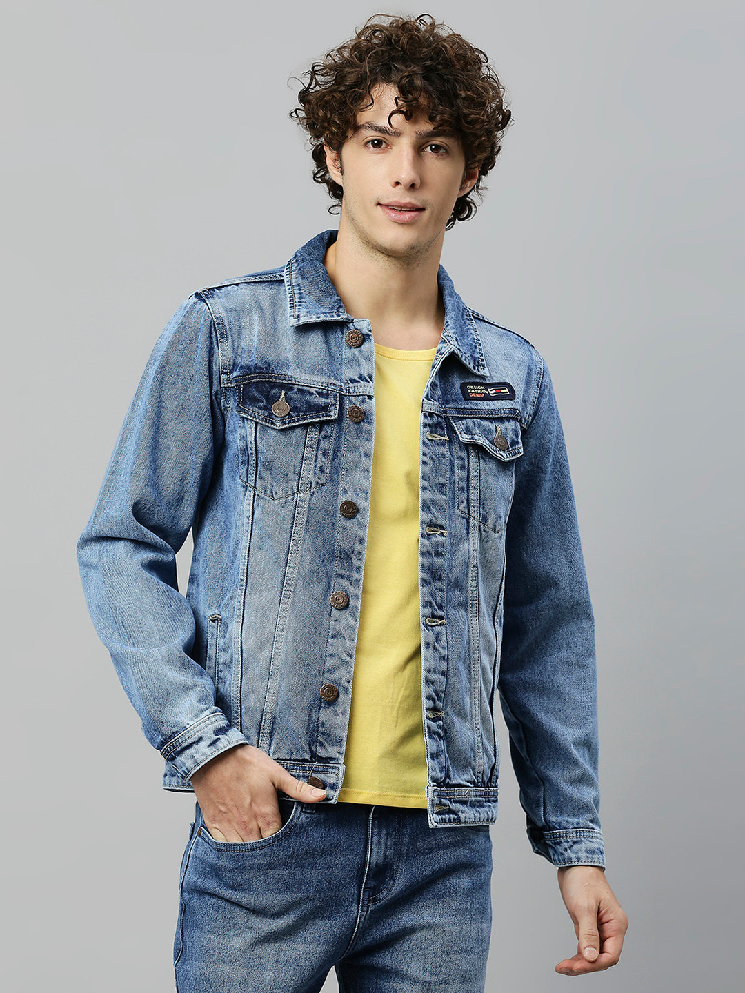 

High Star Men Blue Washed Denim Jacket