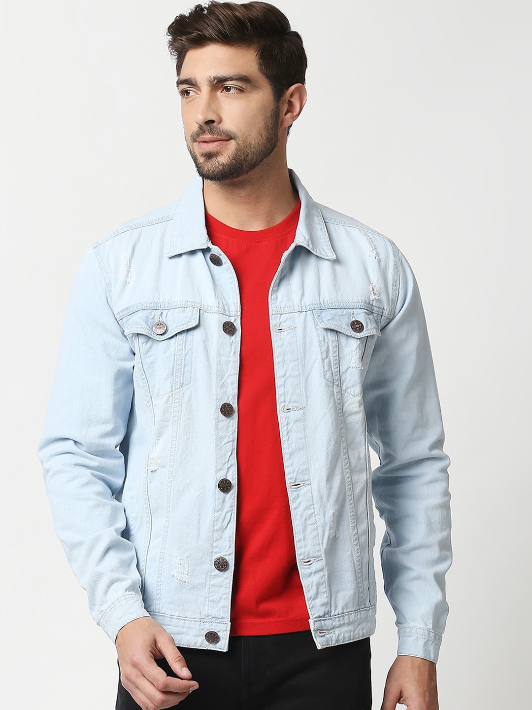 

High Star Men Blue Washed Denim Jacket