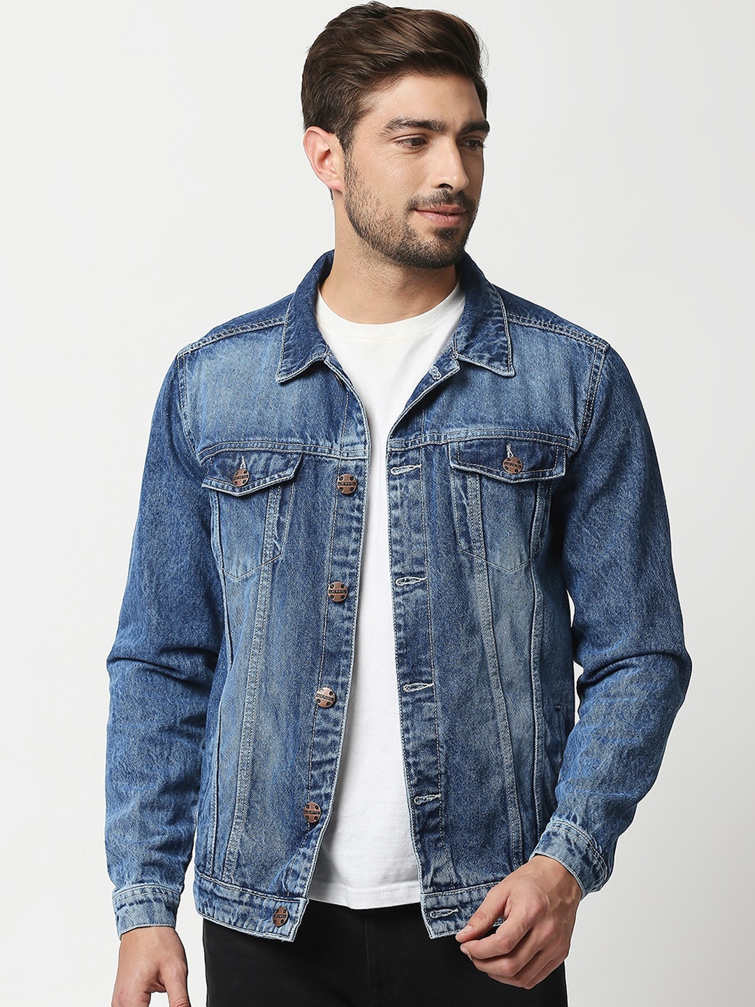 

High Star Men Blue Washed Denim Jacket