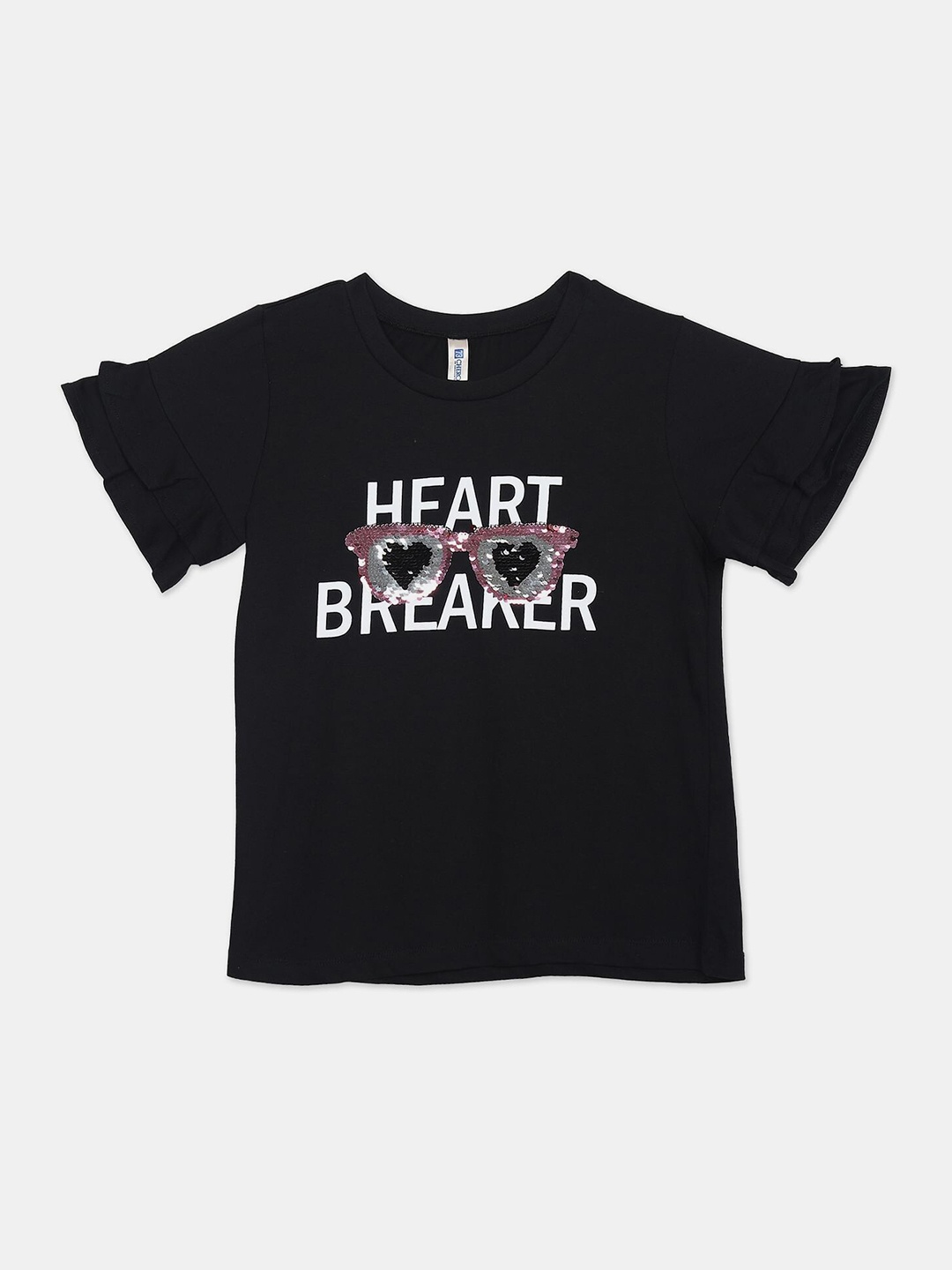 

Cherokee Girls Black Typography Printed Flippy Sequin Detail T-shirt