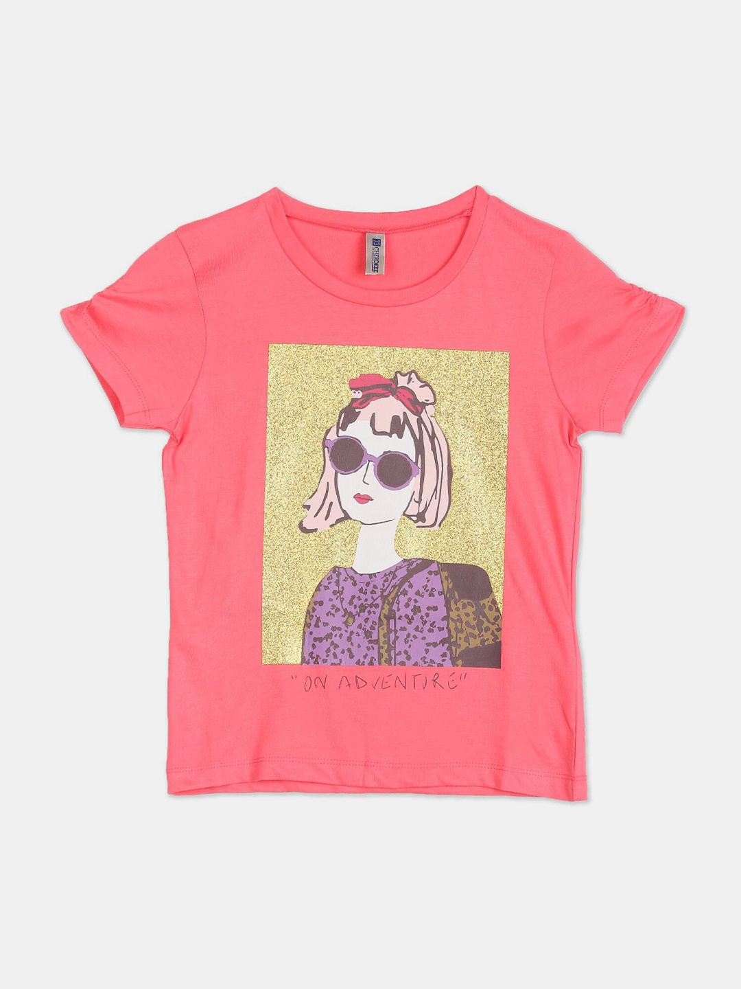 

Cherokee Girls Pink & Yellow Floral Printed T-shirt