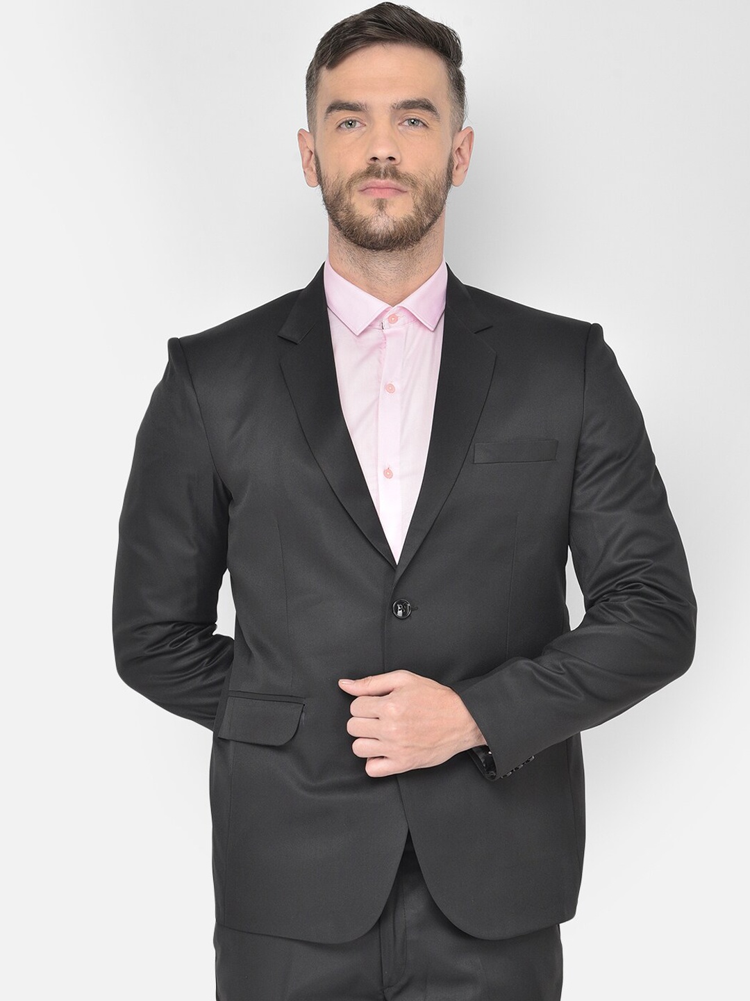 

SG RAJASAHAB Men Black Solid Blazers