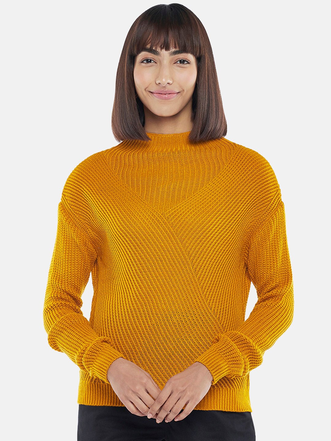 

Honey by Pantaloons Women Mustard Striped Pullover