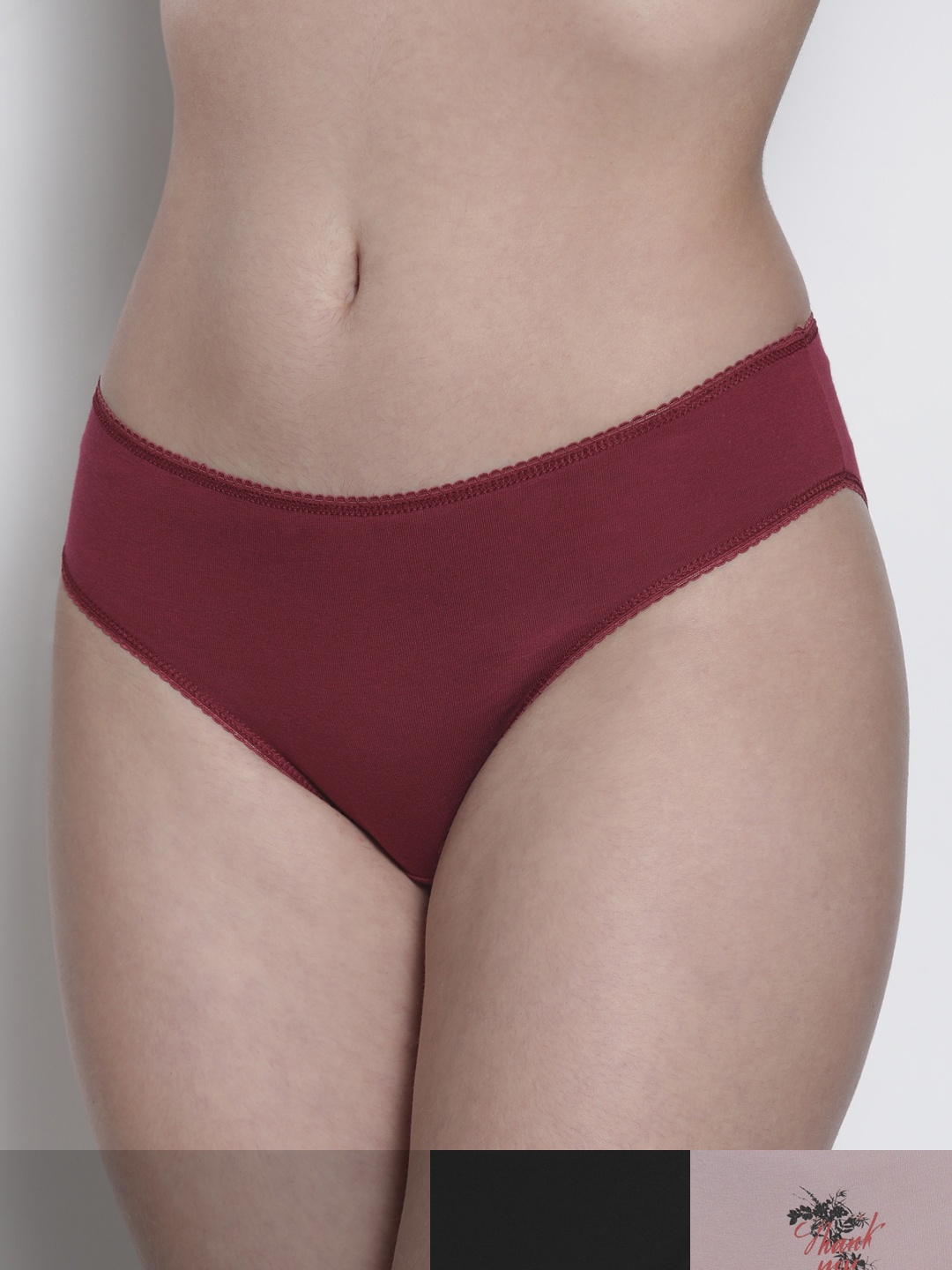 

DeFacto Women Maroon & Pink Solid Pack of 3 Hipster Briefs V2754AZ