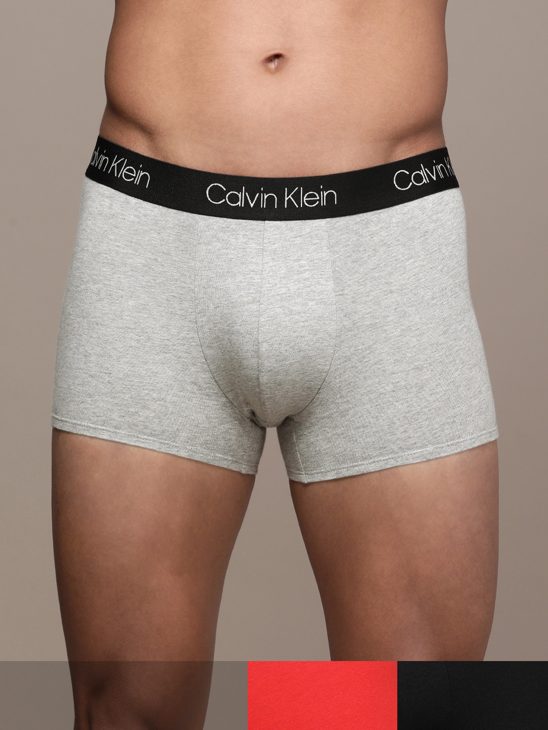 

Calvin Klein Underwear Men Pack of 3 Solid Trunks - NB27291QX, Grey