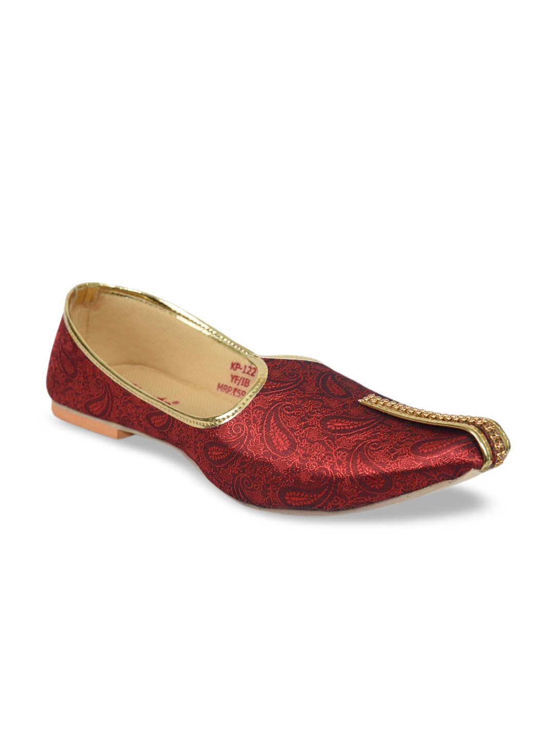 

Ajanta Men Red Woven Design Mojaris
