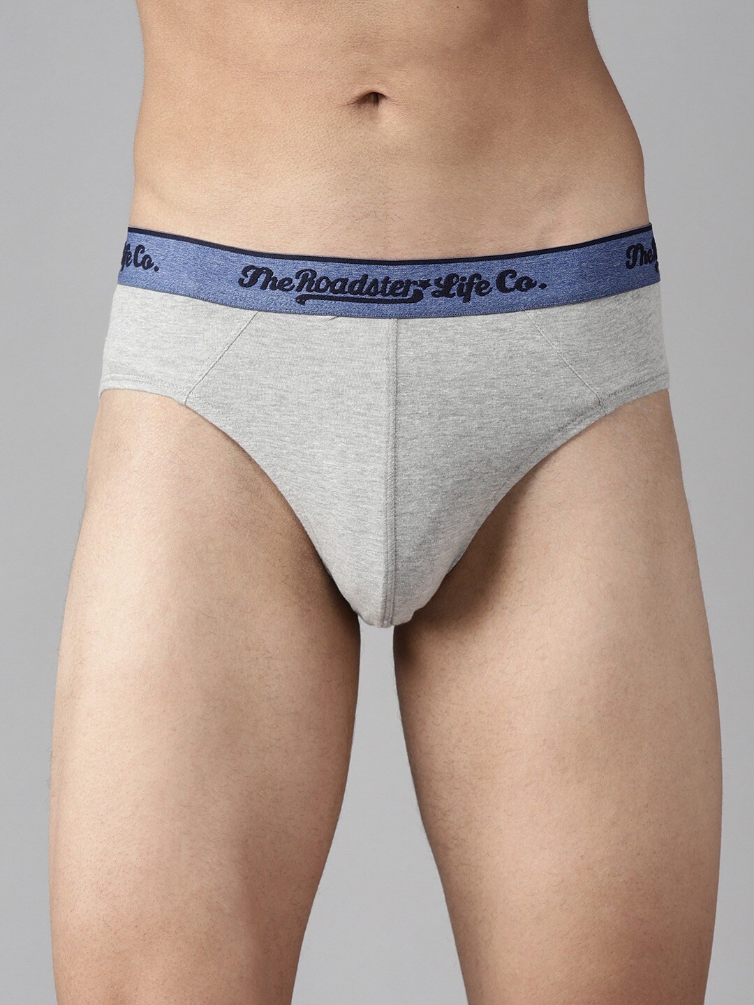 

The Roadster Lifestyle Co Men Grey Melange Solid Basic Briefs