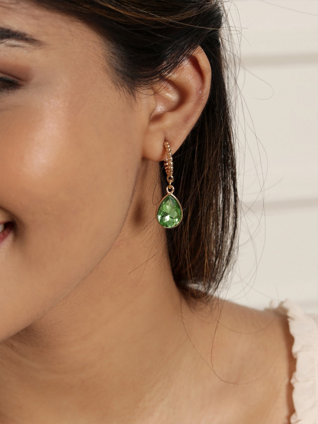 

ToniQ Gold-Toned Teardrop Shaped Drop Earrings