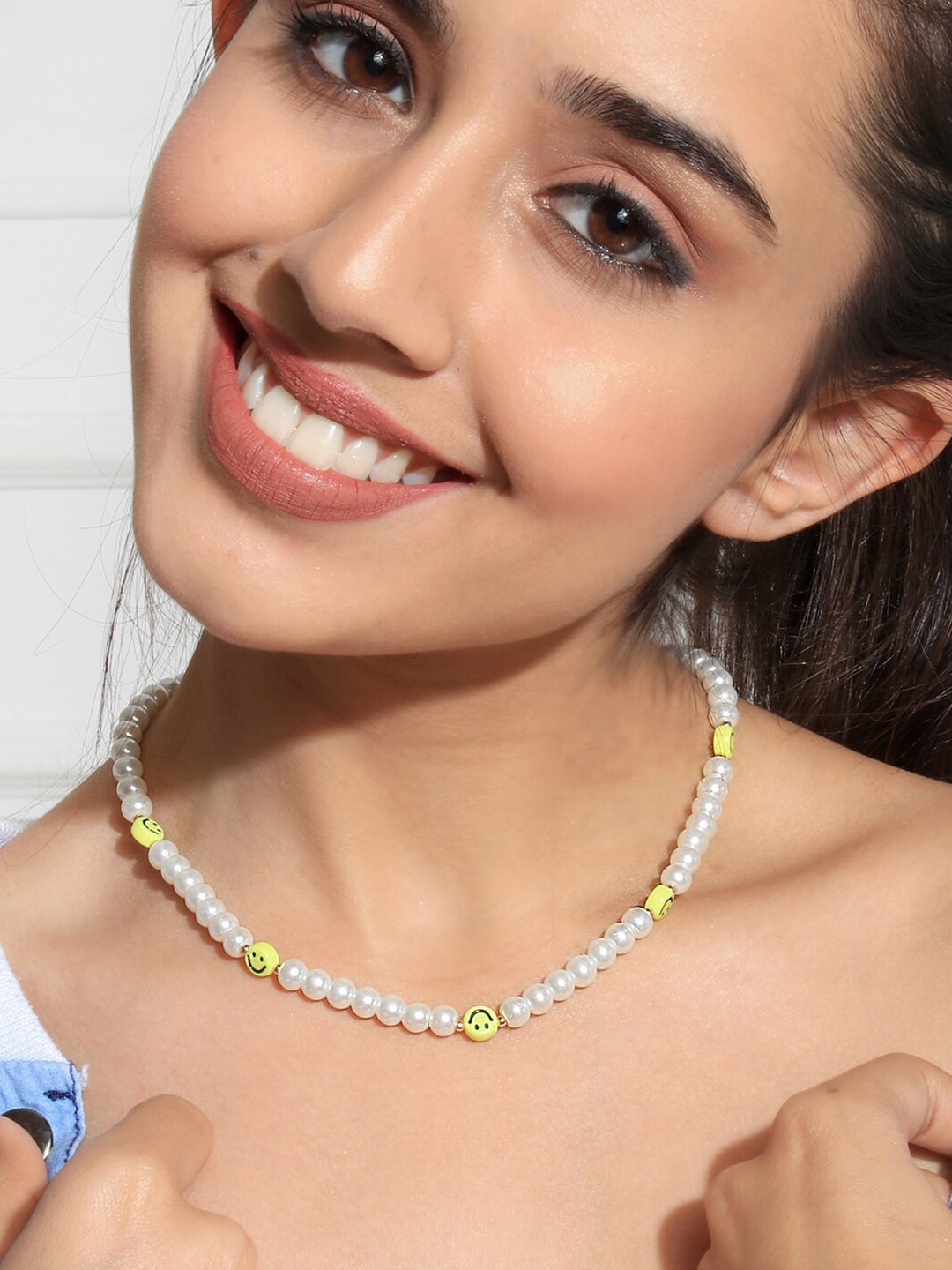 

ToniQ White & Yellow Gold-Plated Bohemian Necklace