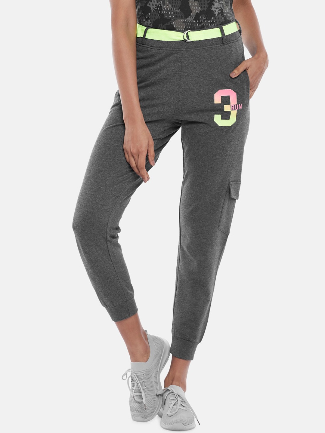 

Ajile by Pantaloons Women Grey Melange-Coloured Solid Pure Cotton Joggers