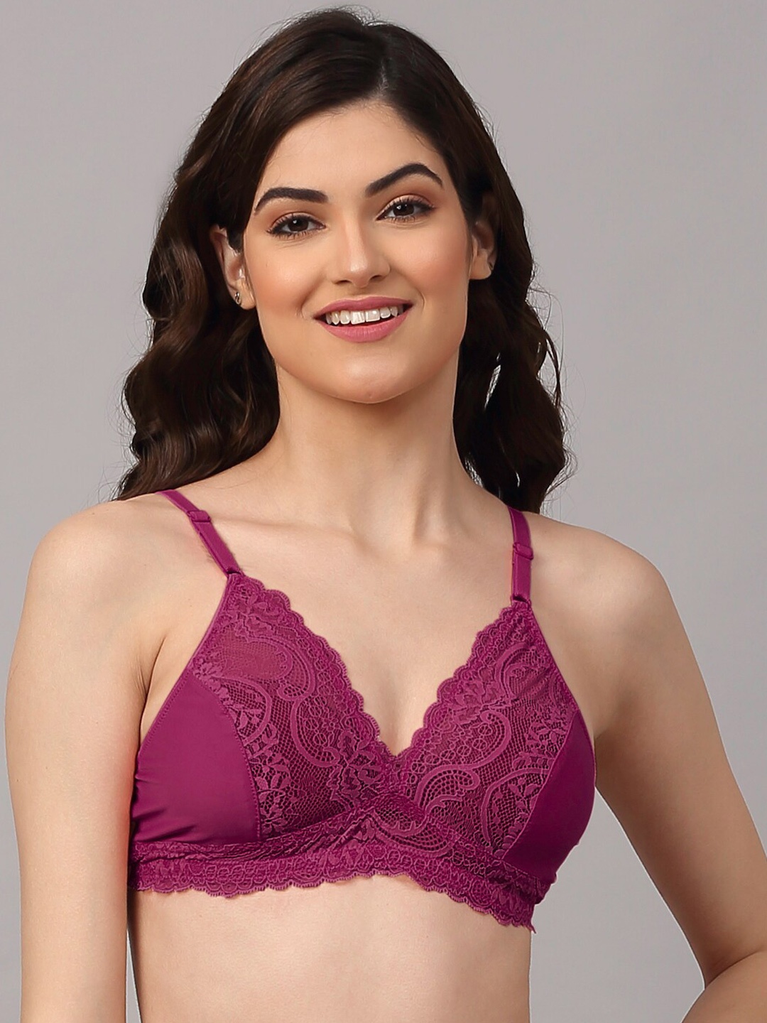 

EROTISSCH Purple Floral Lace Bralette Bra