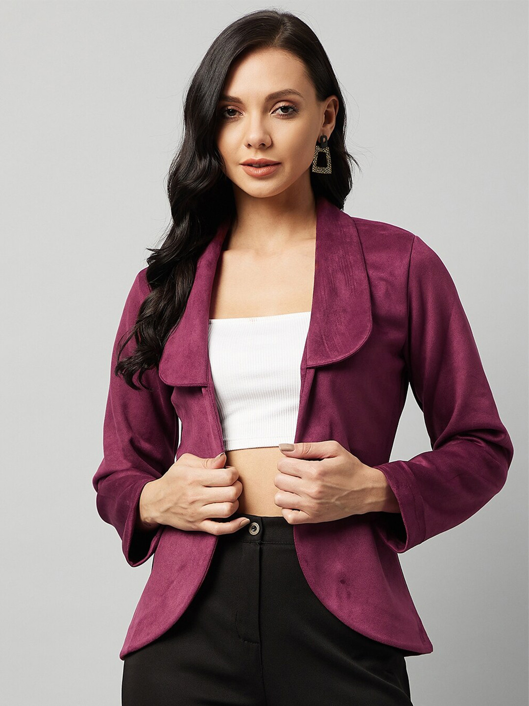

Carlton London Women Maroon Open Front Shrug