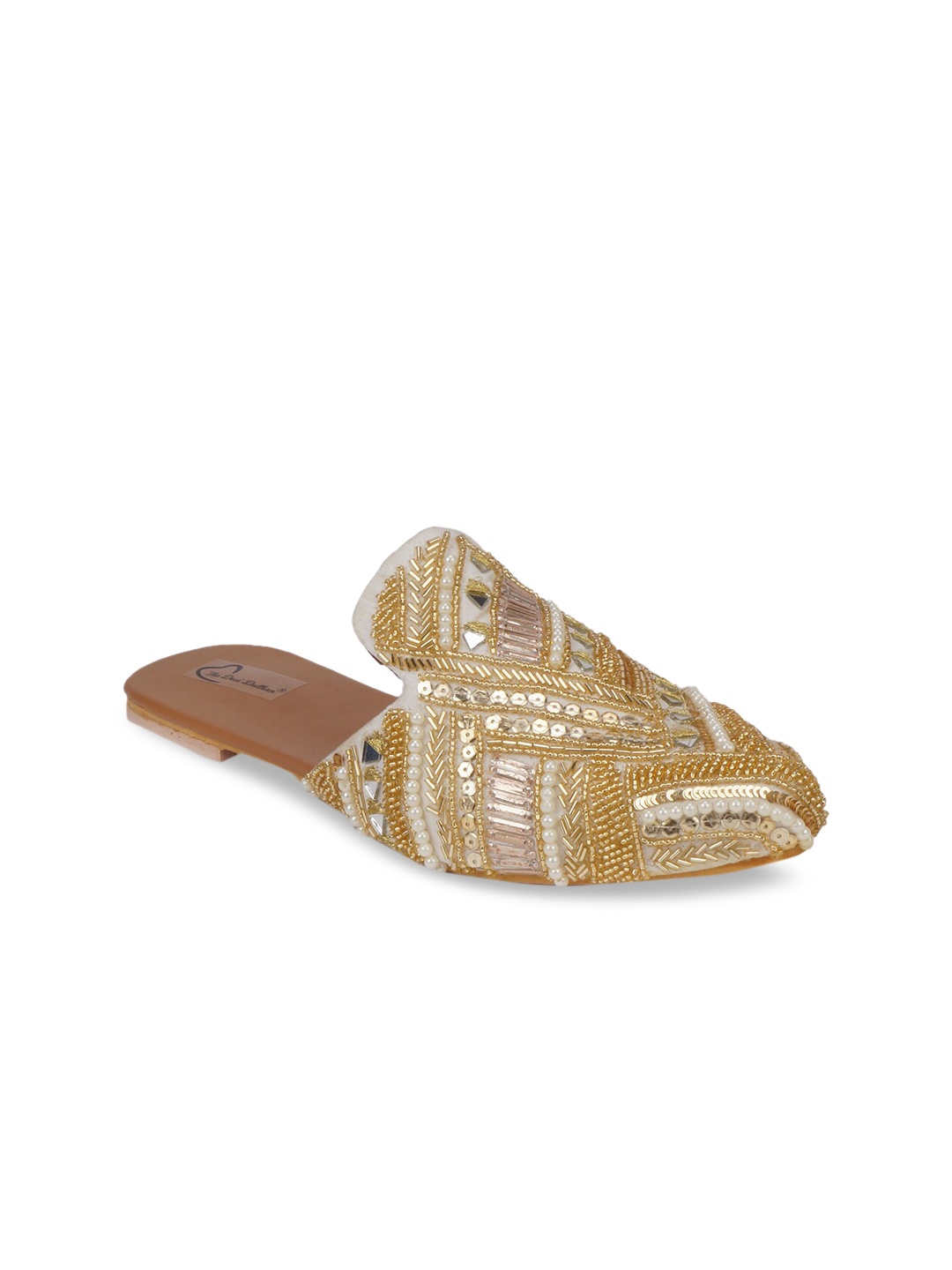 

The Desi Dulhan Women White Party Mules with Bows Flats