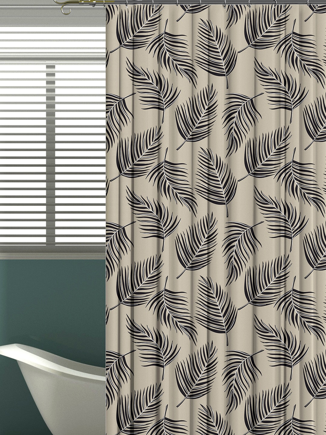 

Aura Beige & Black Printed Shower Curtain