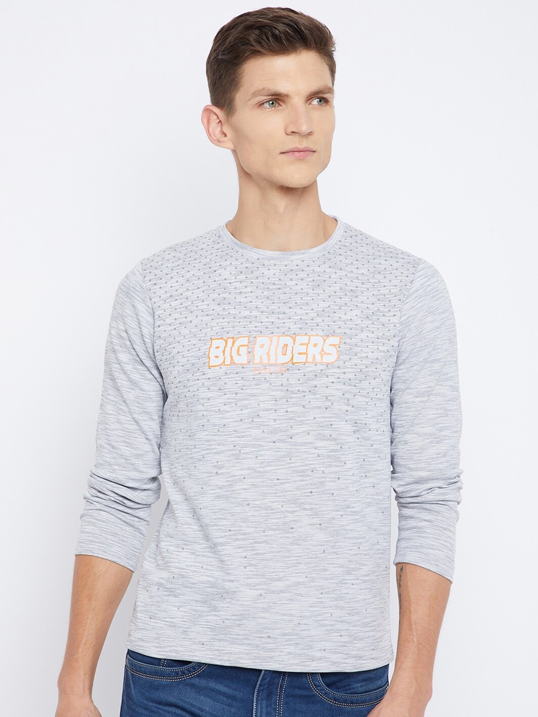 

Duke Men Grey Typography Printed Cotton T-shirt