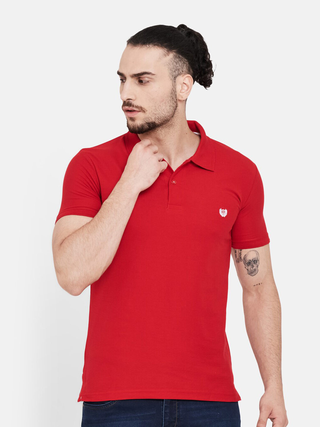 

Duke Men Red Sports Polo Collar Pockets T-shirt