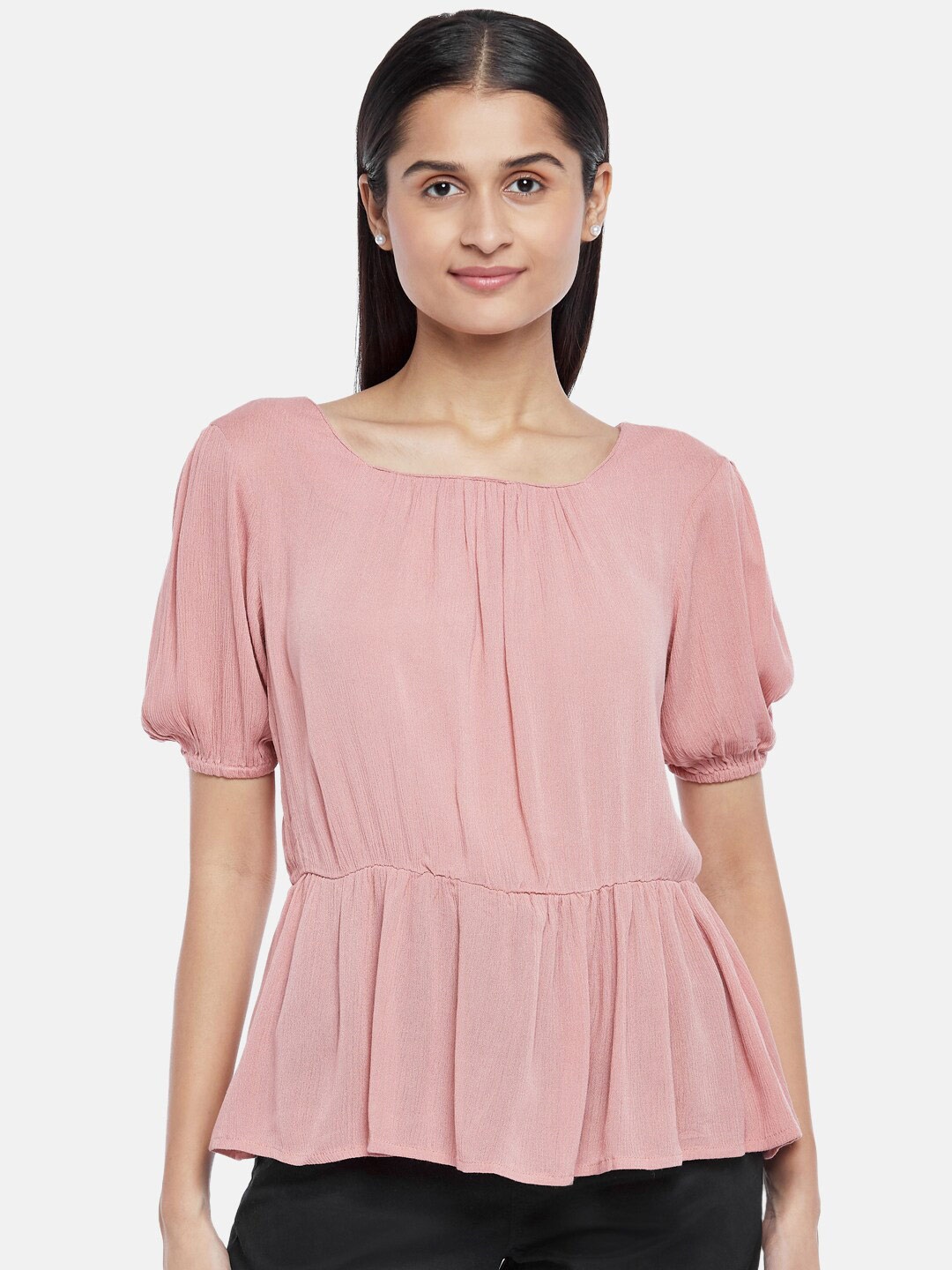 

Honey by Pantaloons Women Pink Cinched Waist Top