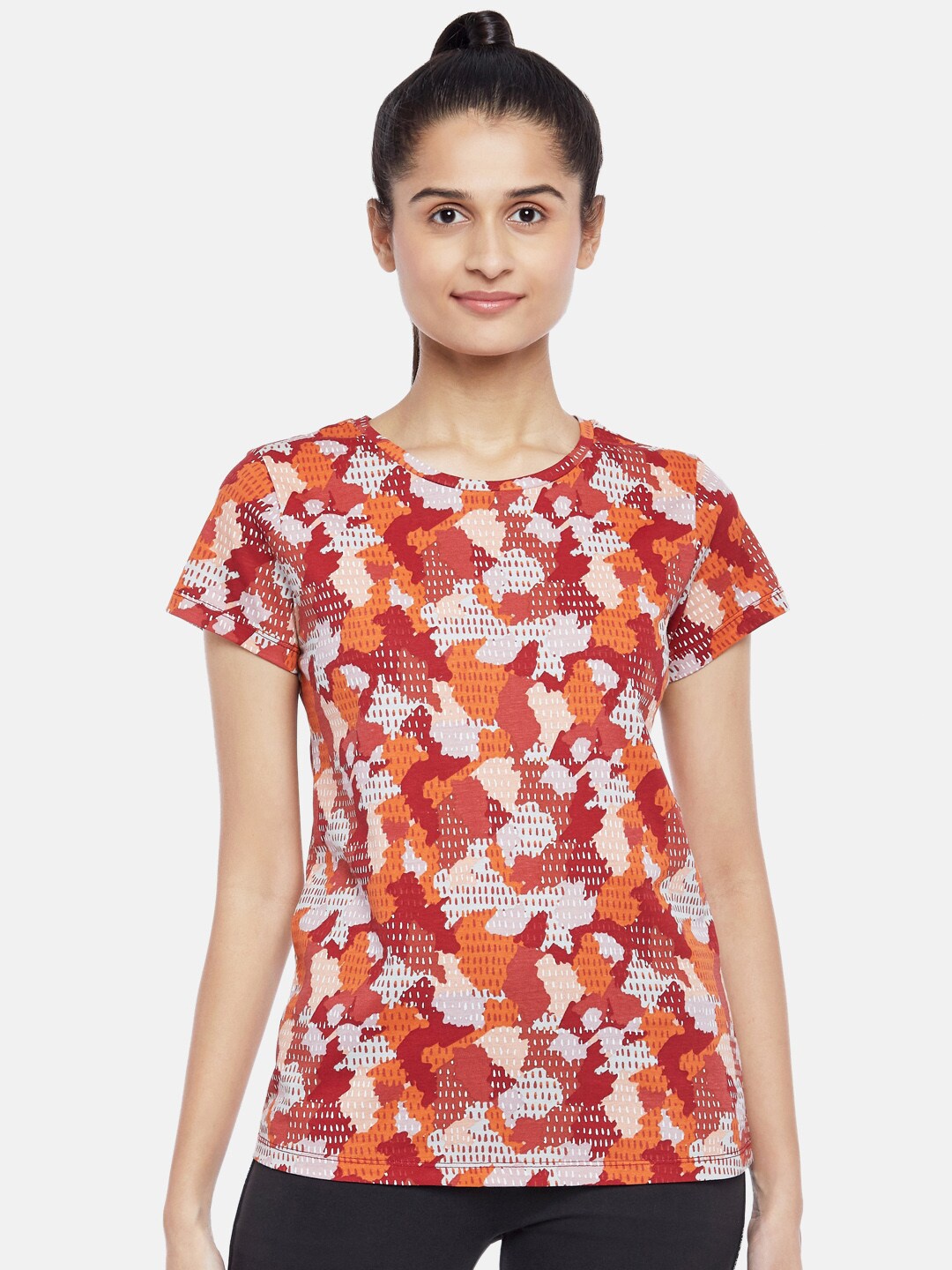 

Ajile by Pantaloons Women Rust Red & Beige Printed T-shirt