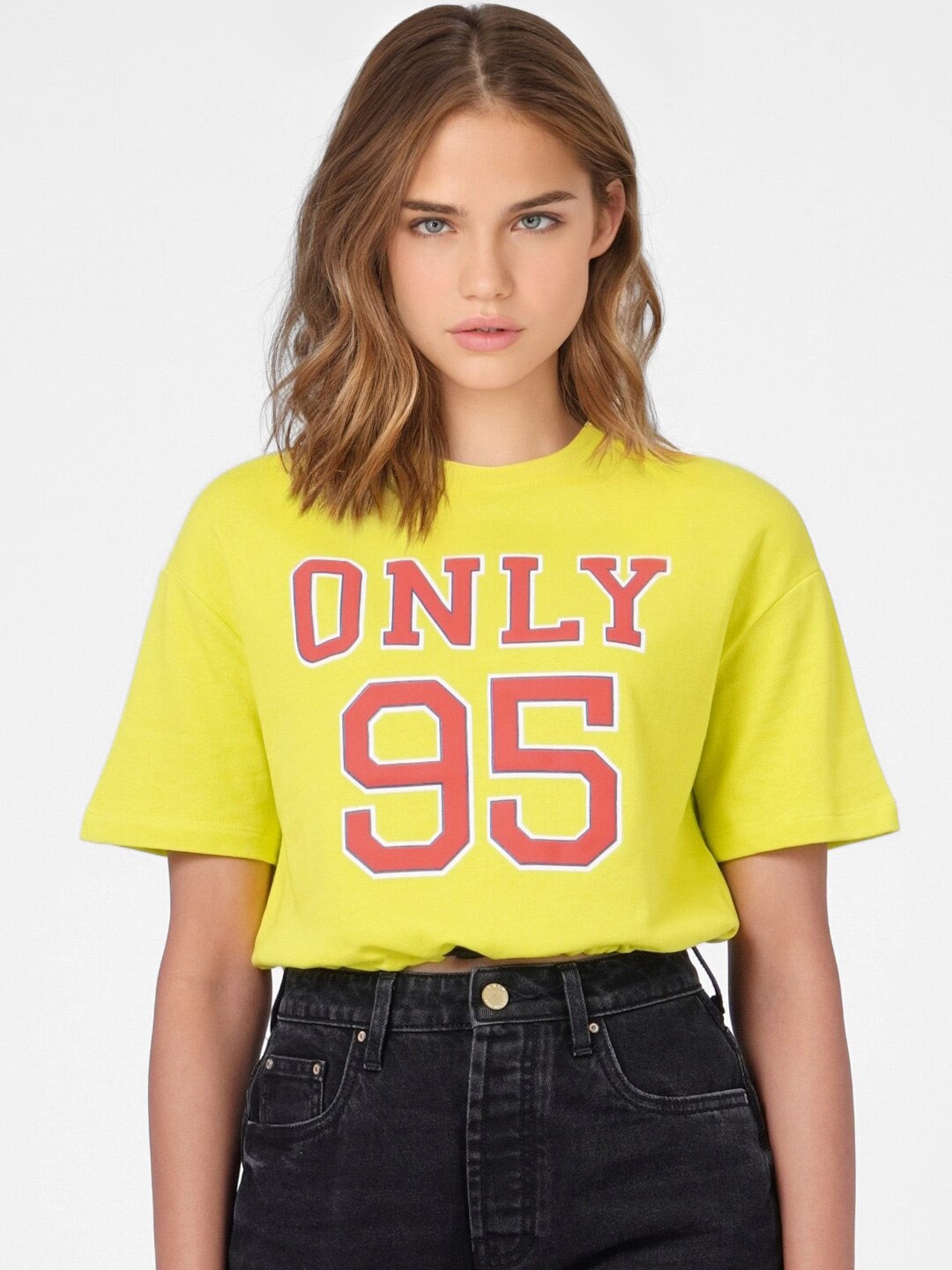 

ONLY Women Yellow Printed Sweatshirt