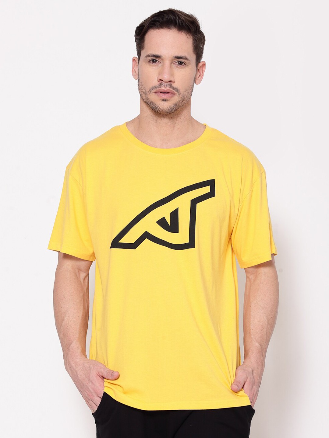 

I Am Animal Men Yellow Organic Cotton Loose Fit Reverse Eye T-Shirt