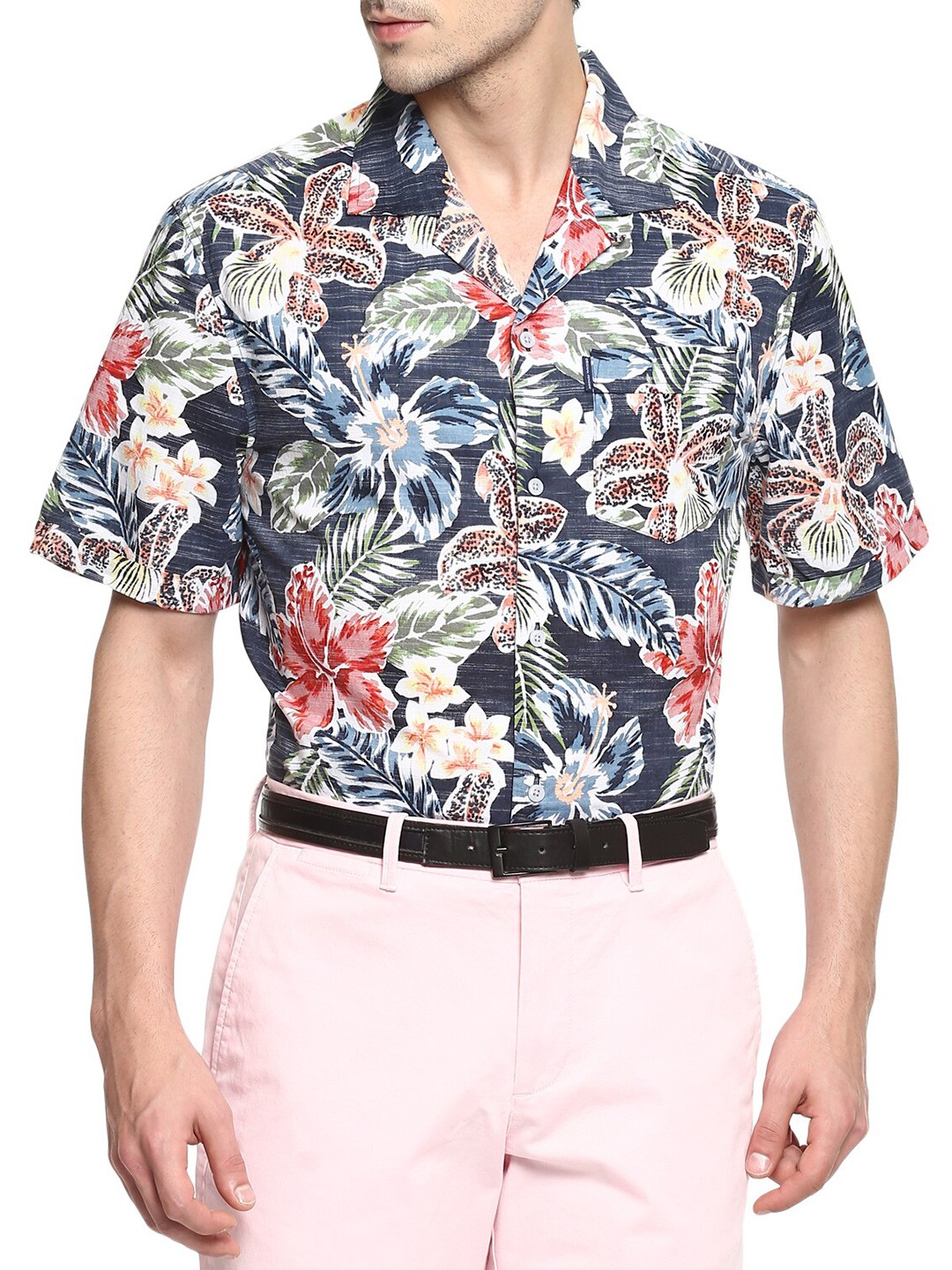 

Original Penguin Men Navy Blue Floral Printed Casual Shirt