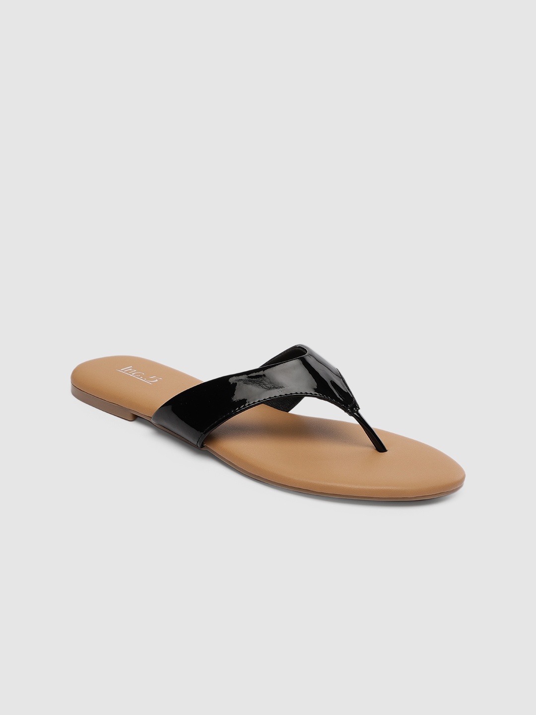 

Inc 5 Women Black Solid T-Strap Flats
